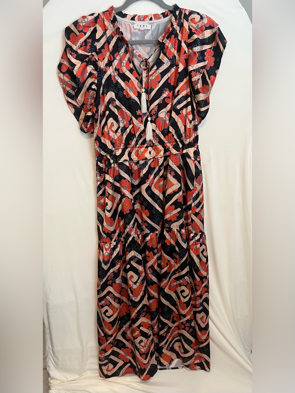 THML Dress with Orange Floral & Geometric Print
